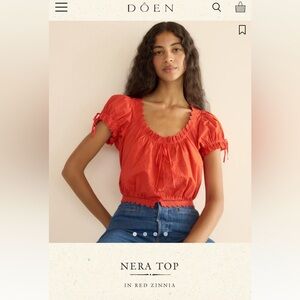 Doen NERA TOP IN RED ZINNIA